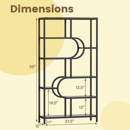 Dreamade 69" Tall Etagere Bookcase w/Open Storage Shelves for Living Room