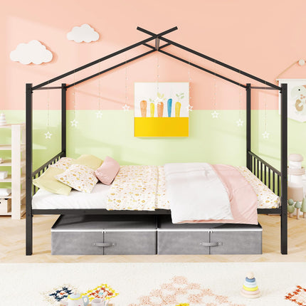 Dreamade Full Size House Bed with 2 Storage Drawers