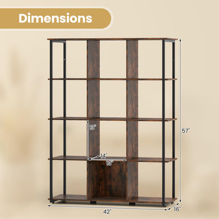 Dreamade 12 Cube Bookcase 5 Tier Industrial Bookshelf