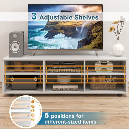 Dreamade TV Stand with Cube Storage - TV Console Cabinet w/ 6 Open Compartments