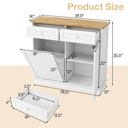 Dreamade Kitchen Trash Cabinet, Kitchen Island with Tilt Out Garbage Bin