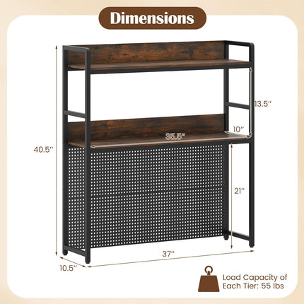 Dreamade 2-Tier Desk Hutch Dorm with Pegboard for up to 32" Computer Monitor