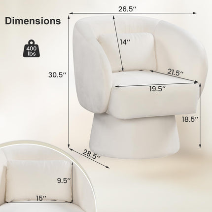 Dreamade Swivel Accent Chair Upholstered Barrel Chair with Curved Back & Removable Lumbar Pillow