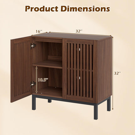 Dreamade Sideboard Buffet Cabinet | 32" Farmhouse Coffee Bar with Slatted Doors