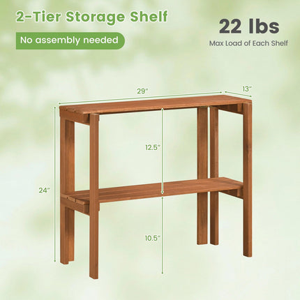 Dreamade 2-Tier Solid Wood Foldable Plant Shelf
