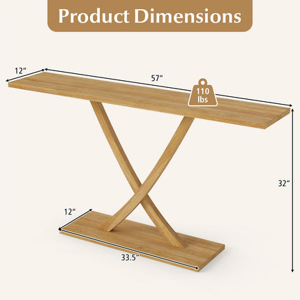 Dreamade 57" Solid Wood Console Table Narrow Long Entryway Table