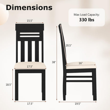 Dreamade High Back Dining Room Chairs with Padded Seat & Rubber Wood Frame