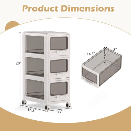 Dreamade 3/4/5-Tier Plastic Drawer Storage Organizer Rolling Cart with Drawers & Lockable Wheels
