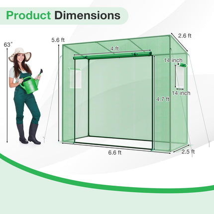 Dreamade Outdoor Portable Mini Greenhouse w/ PE Cover & 4 Ground Stakes & Ropes