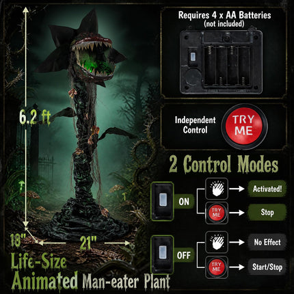 DREAMADE 6.2 ft Halloween Sound Activated Animatronic Man-Eater Plant