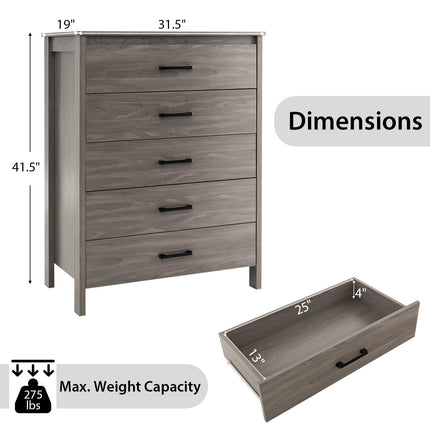 Dreamade 5-Drawer Chest Dresser for Bedroom - 41.5" Multipurpose Storage Clothes Organizer