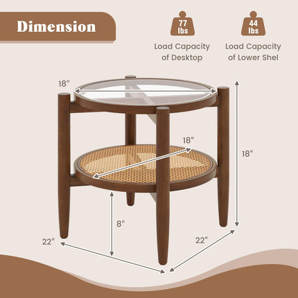 Rattan Round End Table - Dreamade
