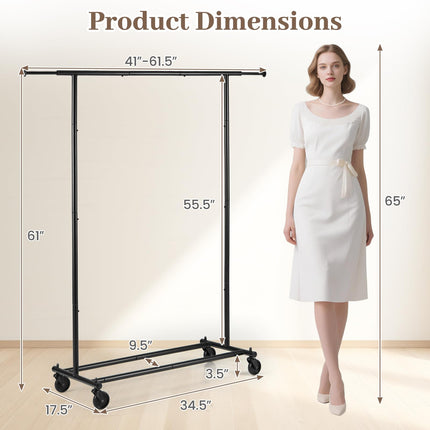 Dreamade Extendable Heavy-Duty Rolling Clothing Rack with Wheels
