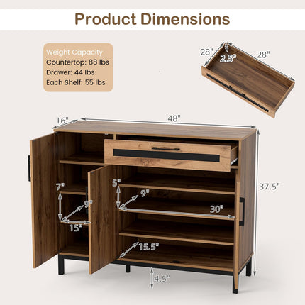 Dreamade 48" Buffet Cabinet with Storage 3-Door Large Farmhouse Sideboard
