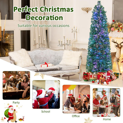 Dreamade 5ft Fiber Optic Pencil Christmas Tree Xmas Full Tree for Home Office Holiday Decor