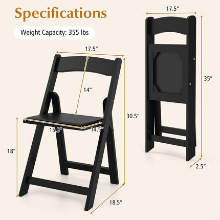 Dreamade Folding Chairs, Wooden Dining Chairs Set, Padded Foldable Chairs w/Backrest