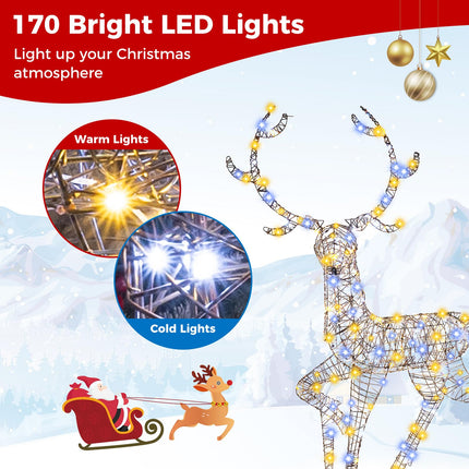 Dreamade 4.6 FT Pre-Lit Christmas Reindeer, 3D Buck Decoration with 300 Bright LED Lights
