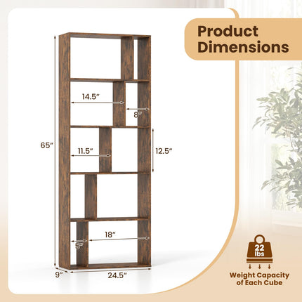 Dreamade 6-Tier Bookshelf | 10-Cube Industrial Bookcase w/Open Back (1/2)