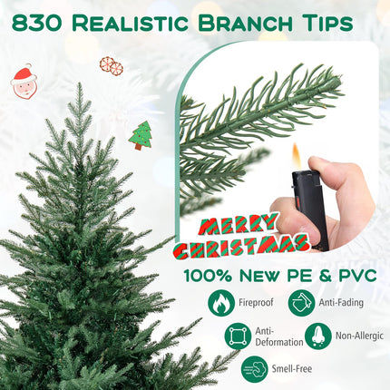 Dreamade 6FT / 7FT Pre-Lit Artificial Christmas Tree with PVC & PE Mixed Branch Tips