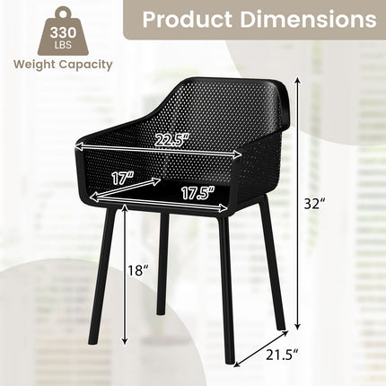Dreamade Plastic Dining Chairs Set of 2/4 Black Kitchen Armchair w/Breathable Mesh Backrest