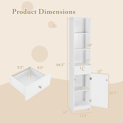 Dreamade Narrow Floor Storage Cabinet with Adjustable Shelves