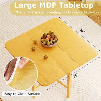 Dreamade 36" Extendable Dining Table with Drop Leaf X-Shaped Frame Rubber Wood Legs