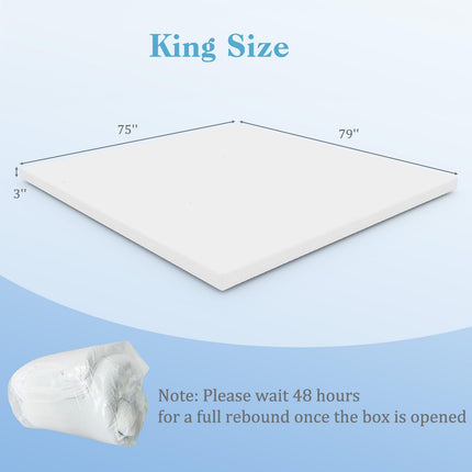 Dreamade 3 Inch Twin Memory Foam Mattress Topper, Gel Infused Topper with Removable Cover