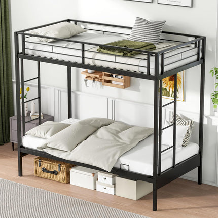 Dreamade Twin Over Futon Bunk Bed, Metal Bunk Bed with Futon