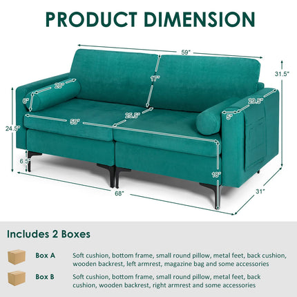 Dreamade 68" Modern Loveseat, 2-Seater Sofa Couch