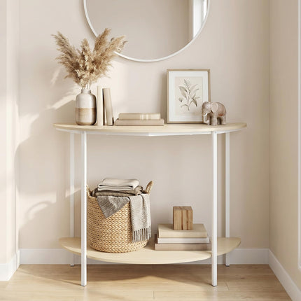 Dreamade Half Moon Console Table | 40" Narrow Entryway Table with Storage Shelf