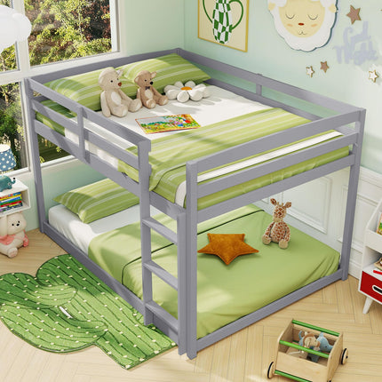 Dreamade Full Over Full Bunk Bed Solid Wood Kids Bunk Bed with Full-Length Guardrails