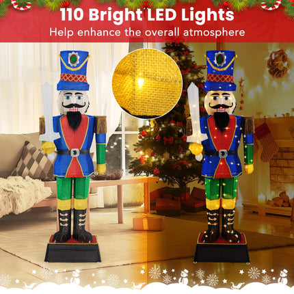 Dreamade 6 FT Lighted Nutcracker with Sword, Life-Size Soldier Christmas Decoration with 110 LED Lights