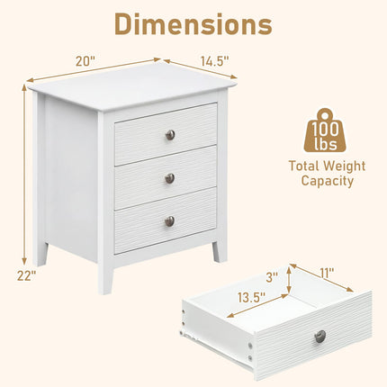 Dreamade 3-Drawer Night Stand Set 1/2 22’’ Compact Sofa End Couch Side Table