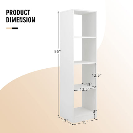 Dreamade 56” Tall Bookcase, 4-Cube Bookshelf with 4 Anti-Tipping Kits