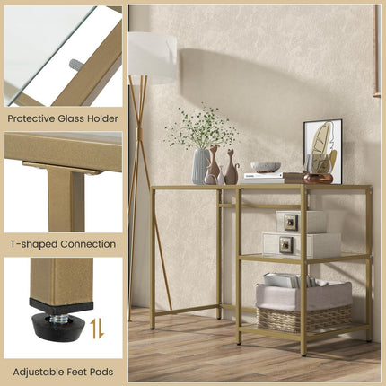 Dreamade 42" Glass Entryway Console Table - Modern Entryway Table