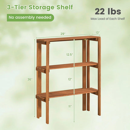 Dreamade 3-Tier Foldable Solid Wood Indoor Outdoor Flower Pot Display Rack