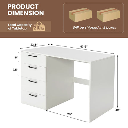 Dreamade Computer Desk with 4 Large Drawers