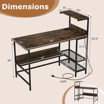 Dreamade 48" Computer Desk with Charging Station