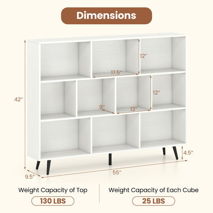 Dreamade 10 Cube Bookcase with 5 Metal Legs for Living Room