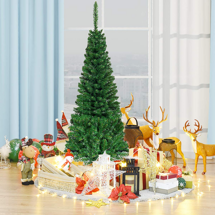 Dreamade 4.5FT / 6.5FT / 7.5FT Prelit Pencil Christmas Tree, Premium Hinged Fir Tree - DreamadeUS