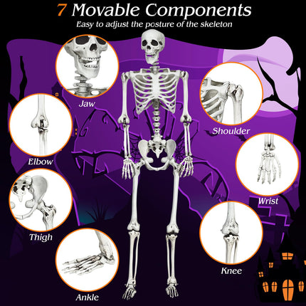 DREAMADE 5.4 FT Posable Full Body Halloween Skeleton