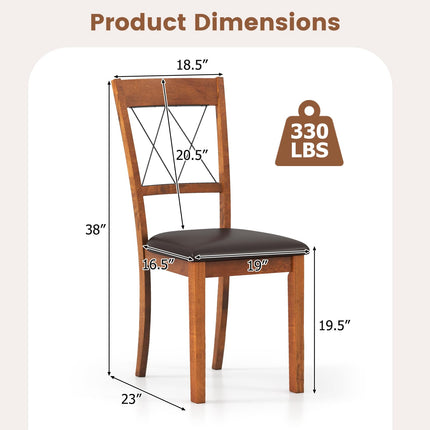 Dreamade Wooden Armless Kitchen Chairs Set of 2/4 w/Elegant Hollowed Backrest