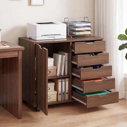 Dreamade 5 Drawer Storage Cabinet on Wheels with Adjustable Shelf