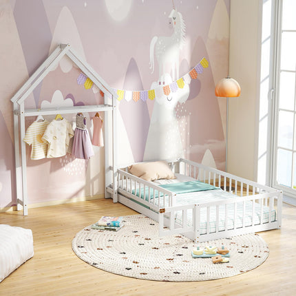 Dreamade Twin House Floor Bed for Kids