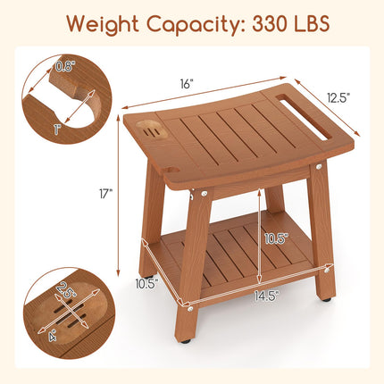 Dreamade Shower Bench HIPS Waterproof Bath Spa Seat with Storage Shelf