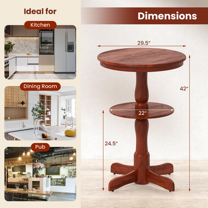 Dreamade 2 Tier Tall Round Dining Table with Pedestal Base