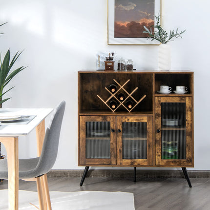 Dreamade Storage Cabinet, Industrial Buffet Sideboard with Storage, 3 Door Wood Cupboard, 2 Creadenzas 2 Shelves