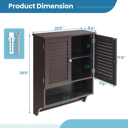 Dreamade Bathroom Cabinet Wall Mounted - Hanging Medicine Cabinet with 2 Louvered Doors