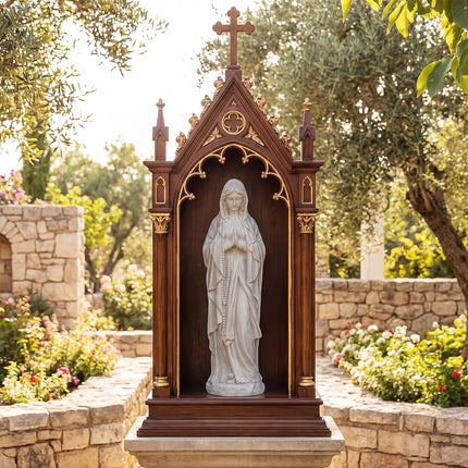 Dreamade Virgin Mary Praying Statue 29.5" | Blessed Mother Outdoor Religious Statue with Rosary Beads