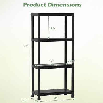 Dreamade 4-Tier Heavy-Duty Plastic Storage Shelves (24" x 12.5" x 53")